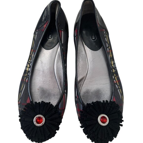 COACH Womens Robbin Plaid Logo Flats Size 8 - Picture 1 of 9